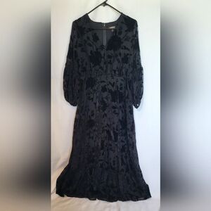 Express Sheer & Velvet Black Floral Dress Womans M